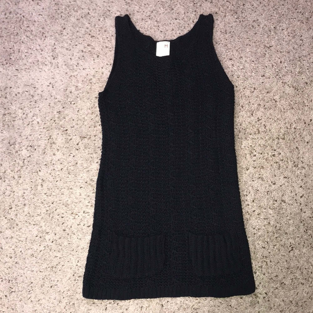 Adorable Anthro Far Away From Close Sleeveless Navy Knit Tunic Medium Like New!